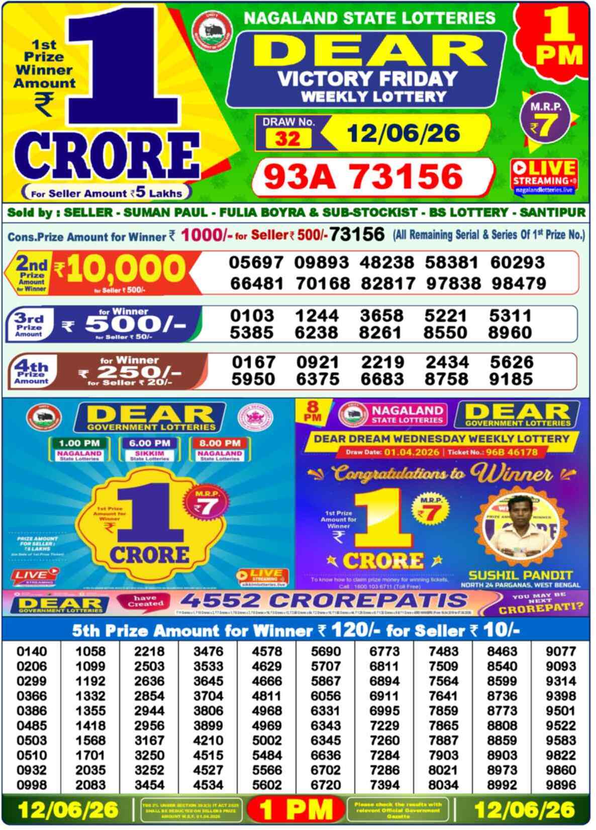 Dear Victory Result 1PM Friday, 12 June 2026