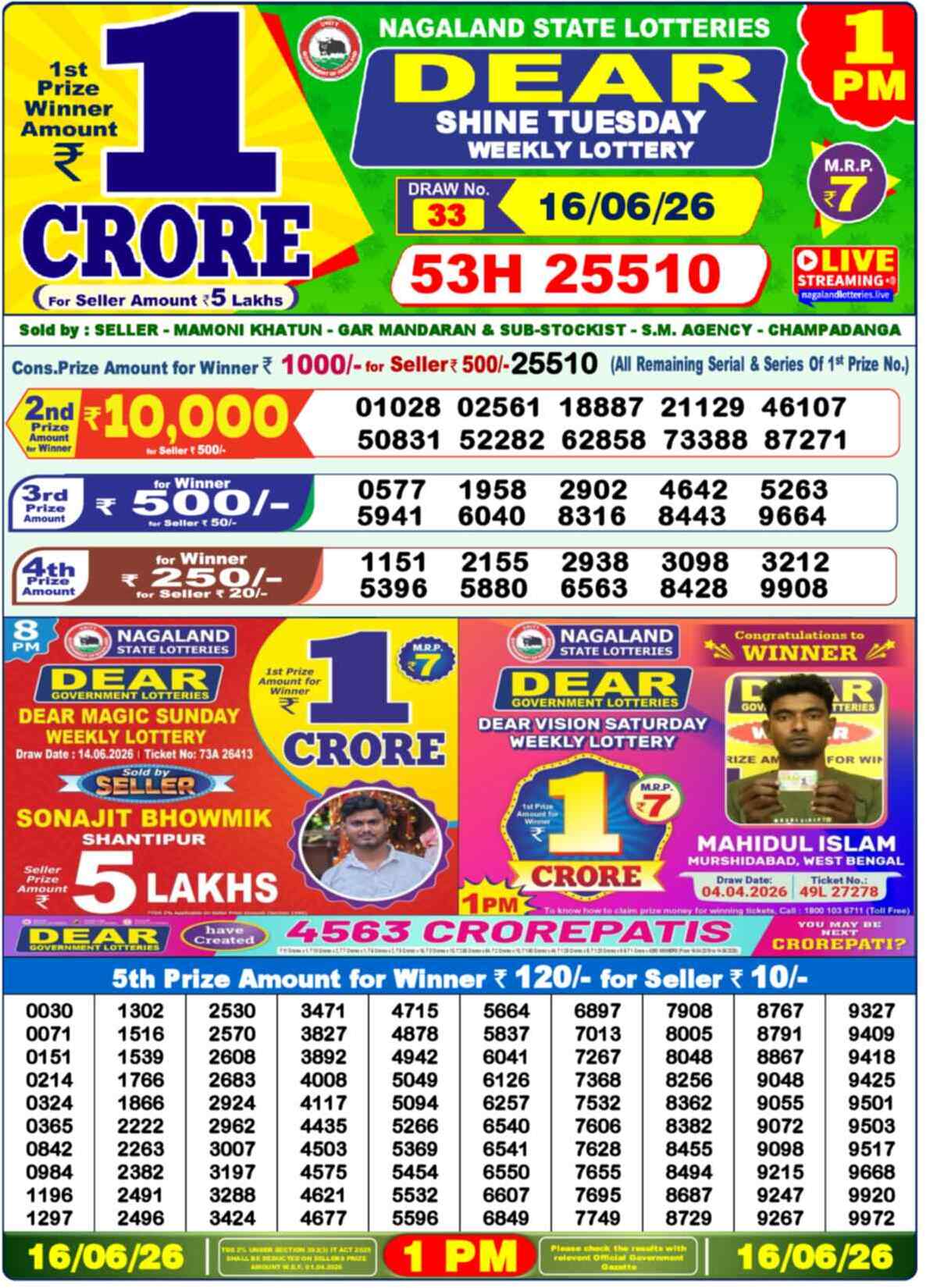 Dear Victory Result 1PM Tuesday, 16 June 2026