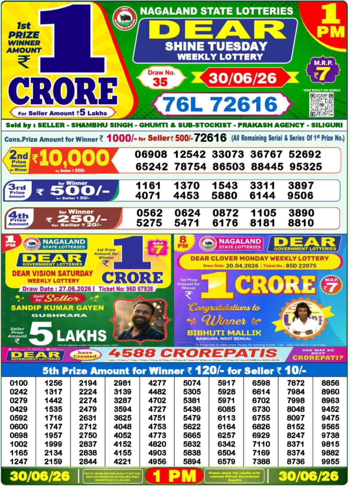 Dear Rise Result 1PM Tuesday, 30 June 2026