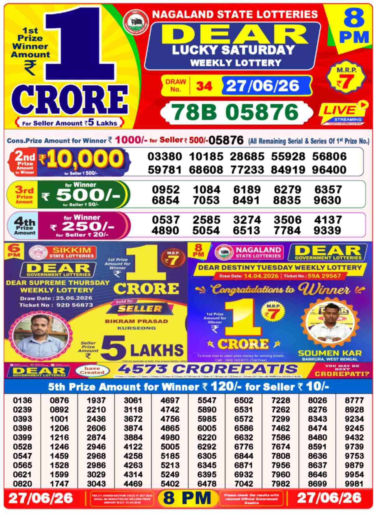 Dear Horizon Result 8PM Saturday, 27 June 2026