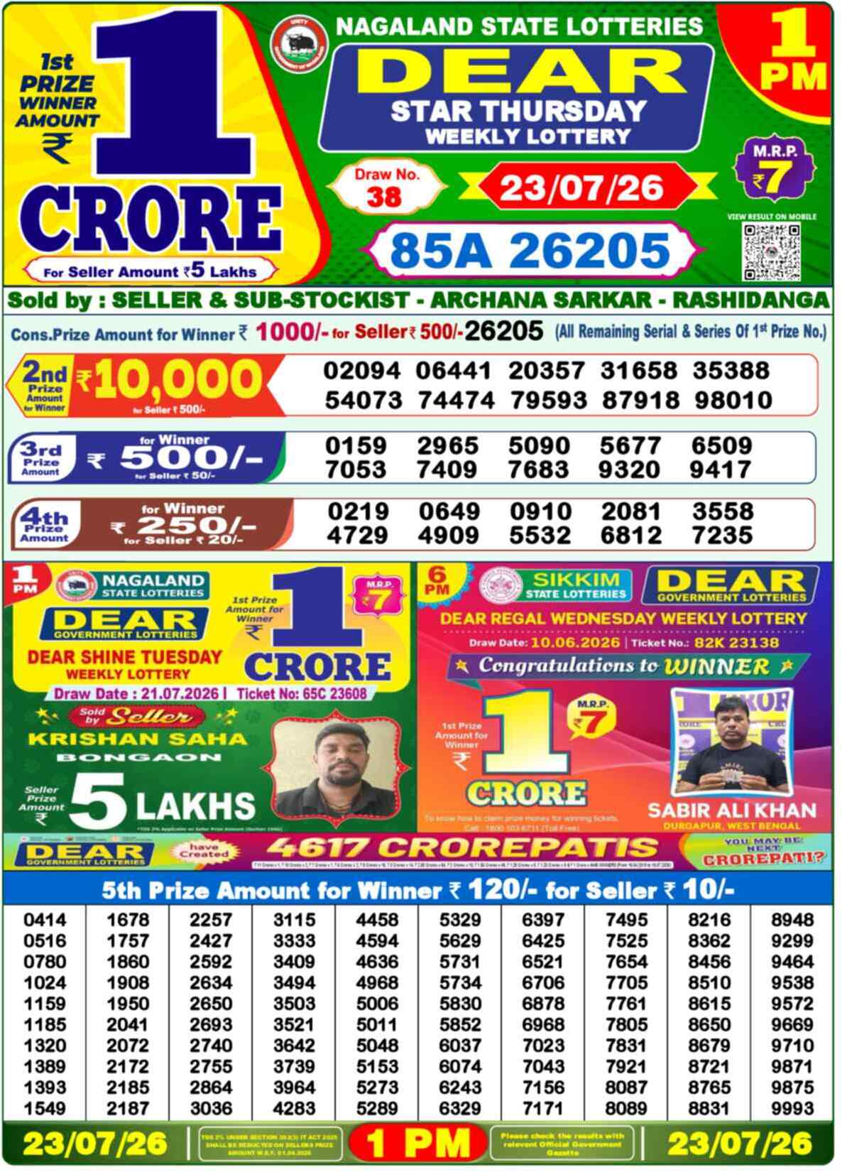 Dear Spark Result 1PM Thursday, 23 July 2026