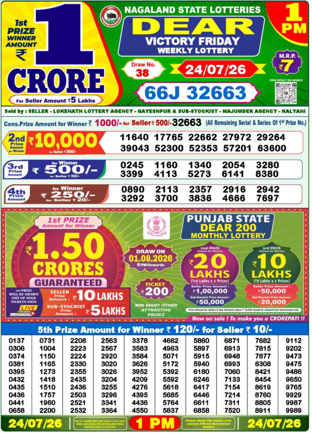 Dear Star Result 1PM Friday, 24 July 2026