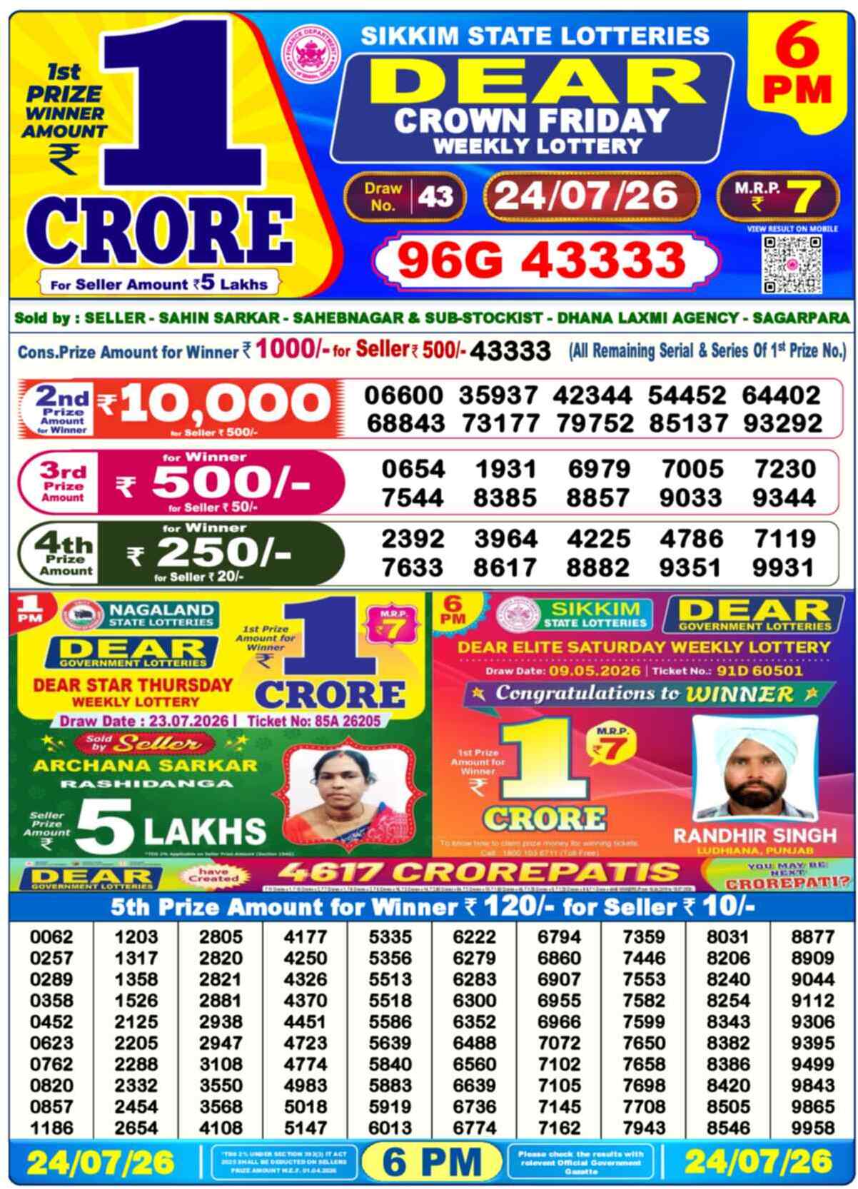 Dear Supreme Result 6PM Friday, 24 July 2026