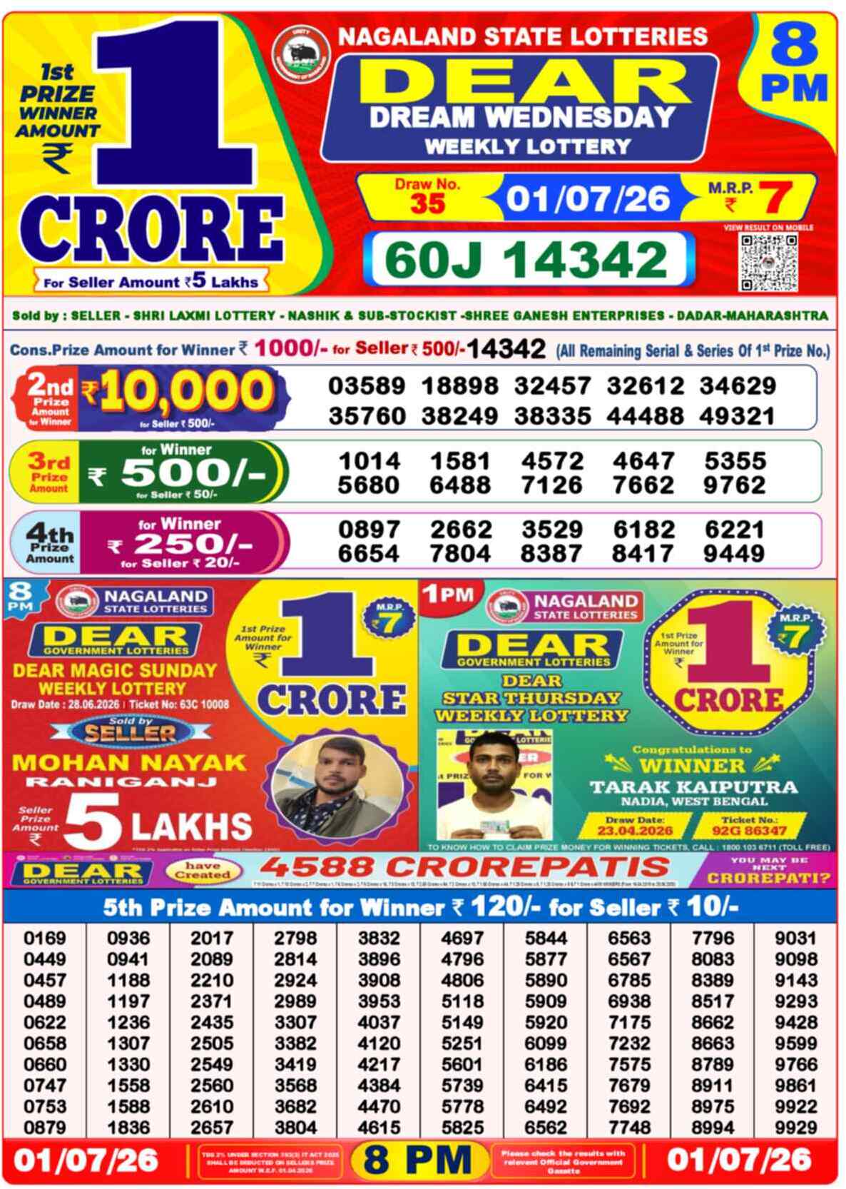 Dear Destiny Result 8PM Wednesday, 1 July 2026