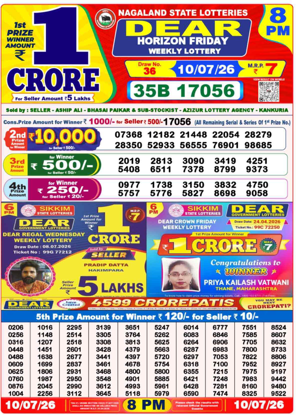 Dear Fame Result 8PM Friday, 10 July 2026