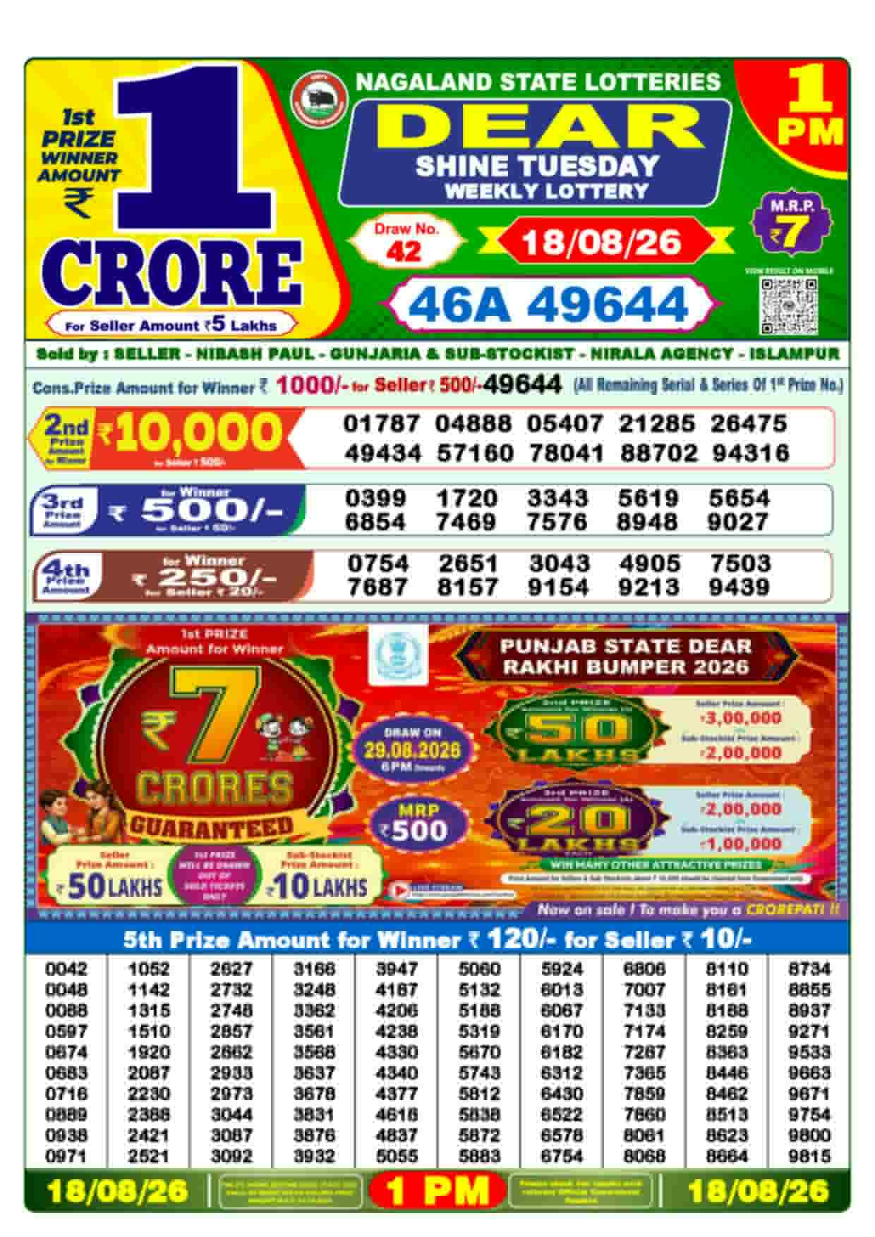 Dear Rise Result 1PM Tuesday, 18 August 2026