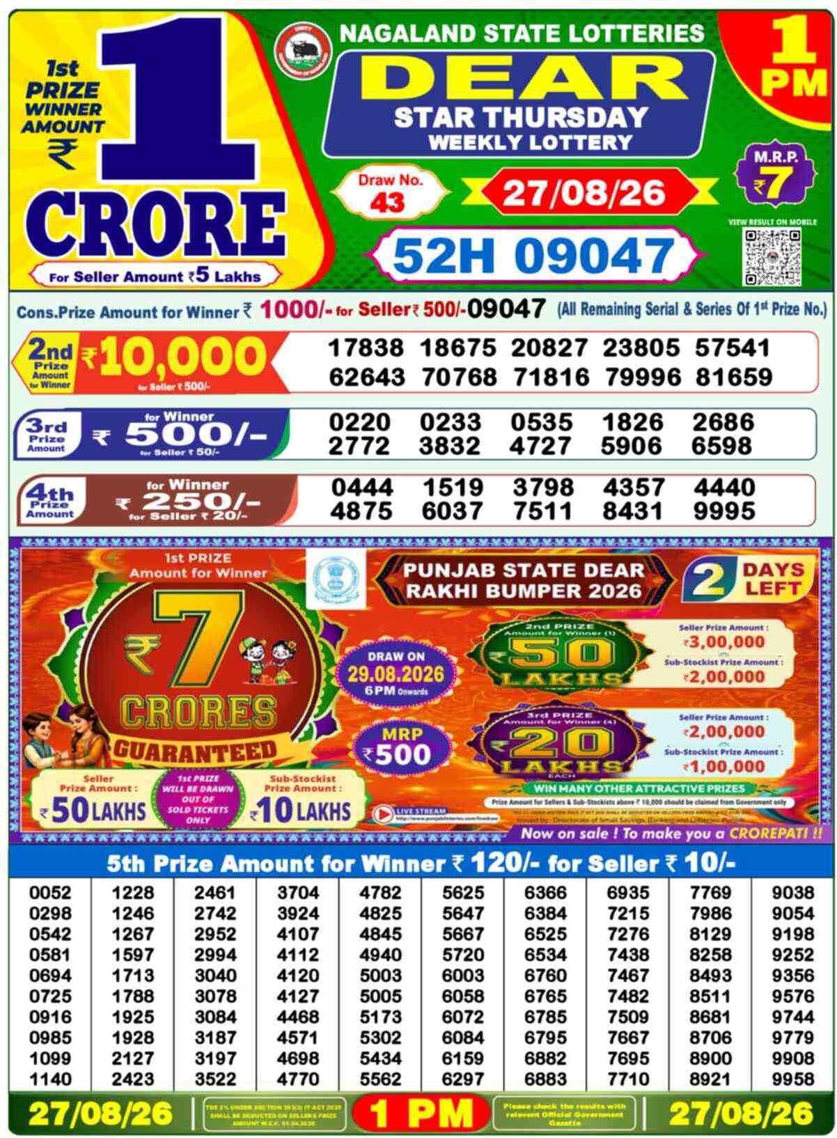 Dear Spark Result 1PM Thursday, 27 August 2026