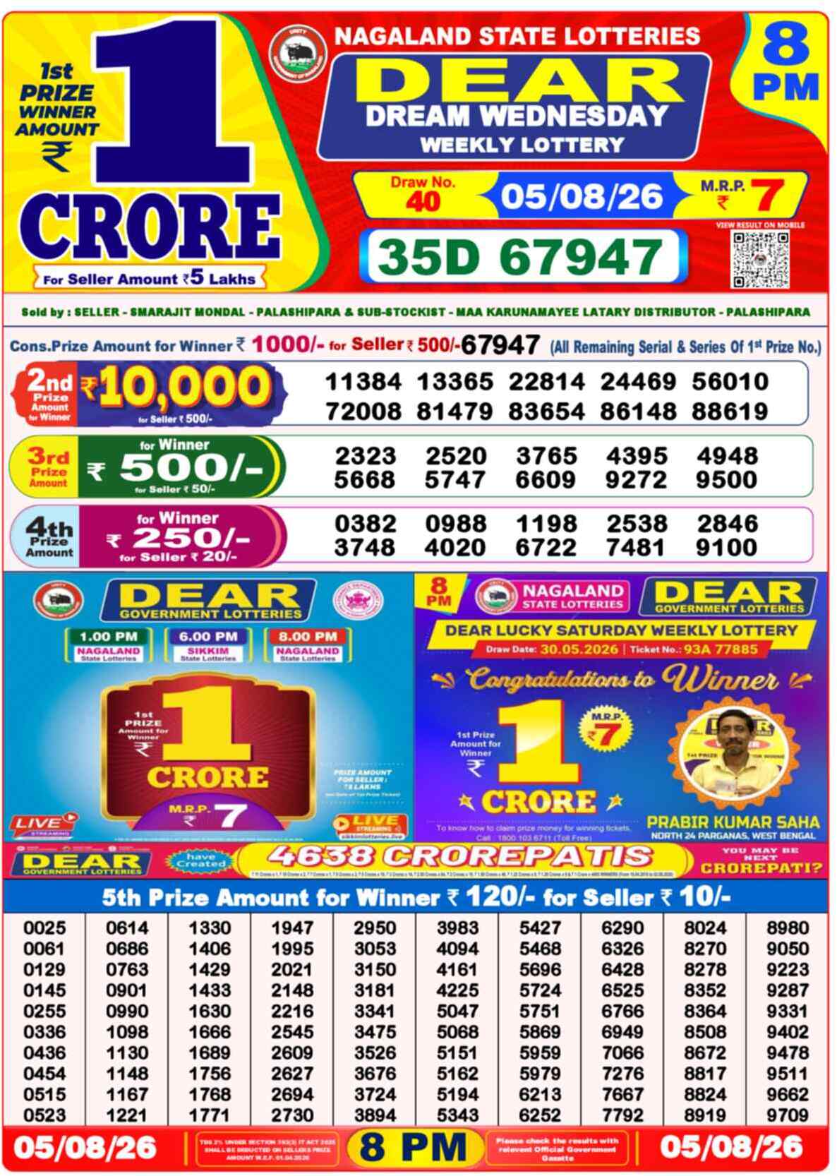 Dear Destiny Result 8PM Wednesday, 5 August 2026