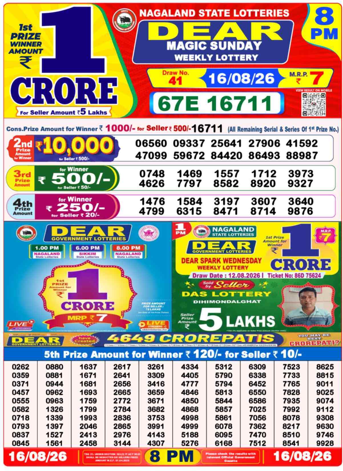 Dear Horizon Result 8PM Sunday, 16 August 2026