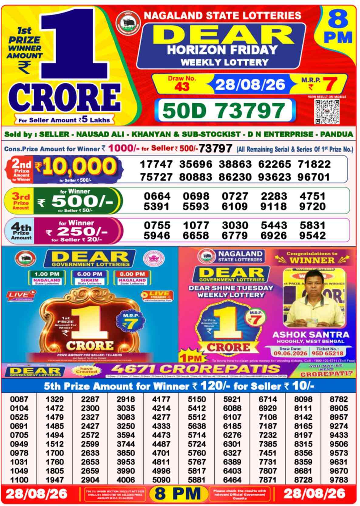 Dear Fame Result 8PM Friday, 28 August 2026