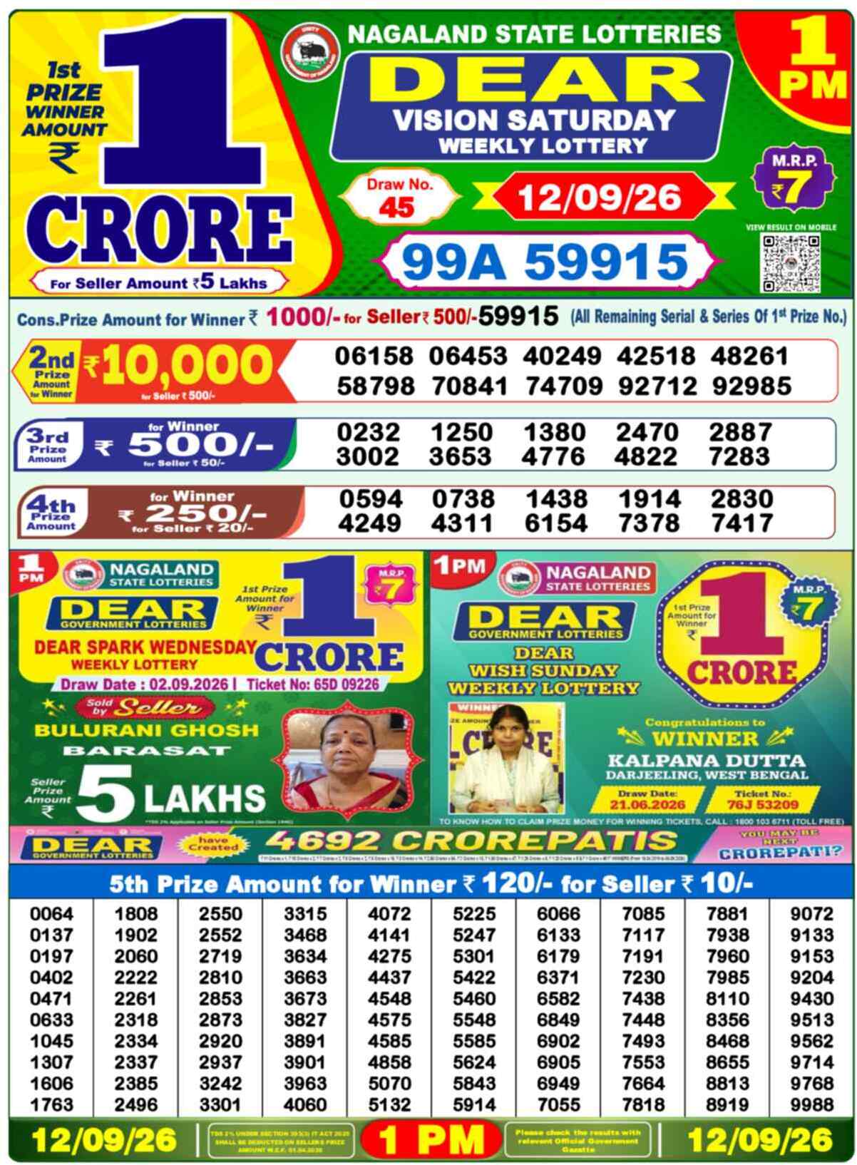 Dear Victory Result 1PM Saturday, 12 September 2026