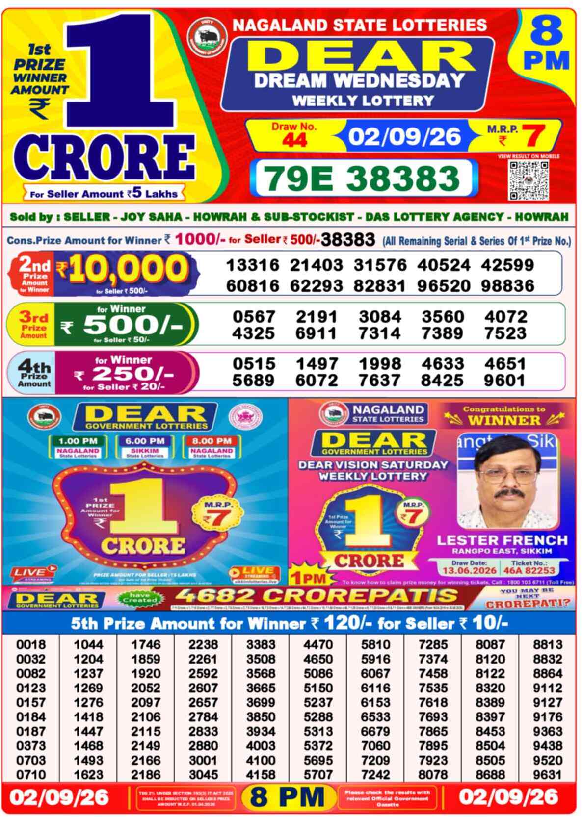 Dear Destiny Result 8PM Wednesday, 2 September 2026