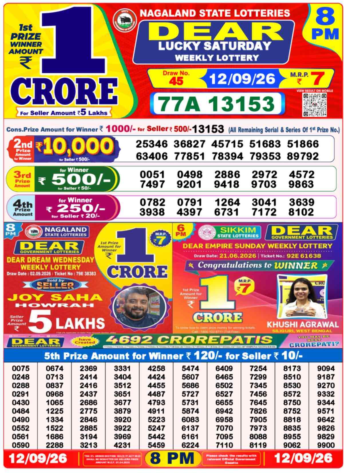 Dear Horizon Result 8PM Saturday, 12 September 2026